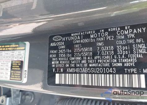 2025 Hyundai Kona Sel from USA, damaged, VIN KM8HB3AB5SU201043